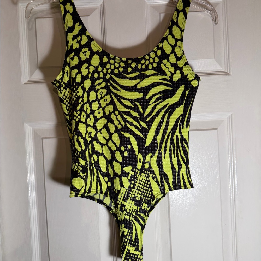 Rave wear Neon Animal Print Bodysuit